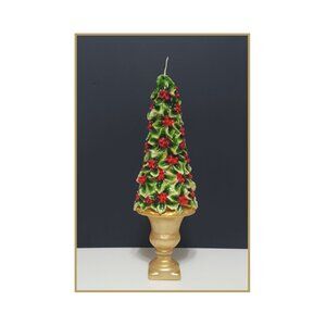 NEW Williams Sonoma Large Holly Berry Tree Candle 17 3/4" H Christmas